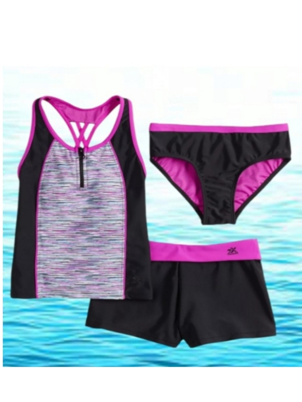 ZeroXposur 3-PC Swim Set Tankini Bottoms & Shorts